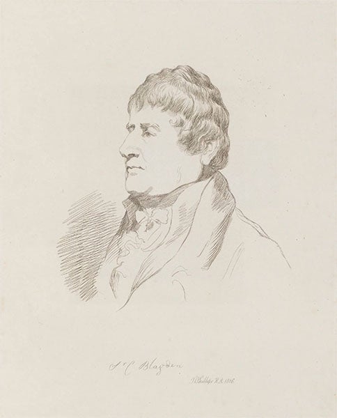 Portrait of Charles Blagden, etching by Mary Dawson Turner, after Thomas Phillips, National Portrait Gallery, London (npg.org.uk)