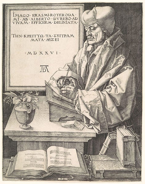 Portrait of Erasmus by Albrecht Dürer, engraving, 1526 (Metropolitan Museum of Art, New York)