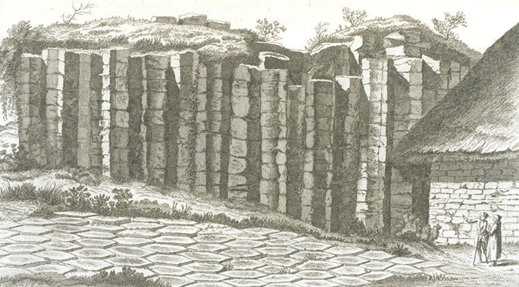 Basalt formation. Image source: Diderot, Denis, et al. Recueil de planches, sur les sciences, les arts libéraux, et les arts méchaniques, avec leur explication. Plates, vol. 6, Chez Briasson ..., 1762, pl. 7.