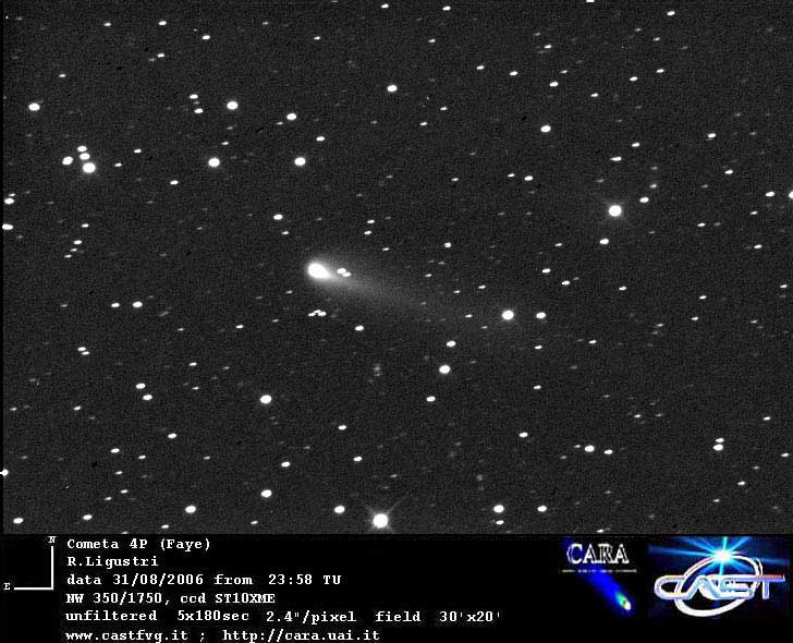 Faye’s comet, 4P/Faye, as it appeared in its return of Aug. 31, 2006, photograph by R. Ligustri (cometography.com)
