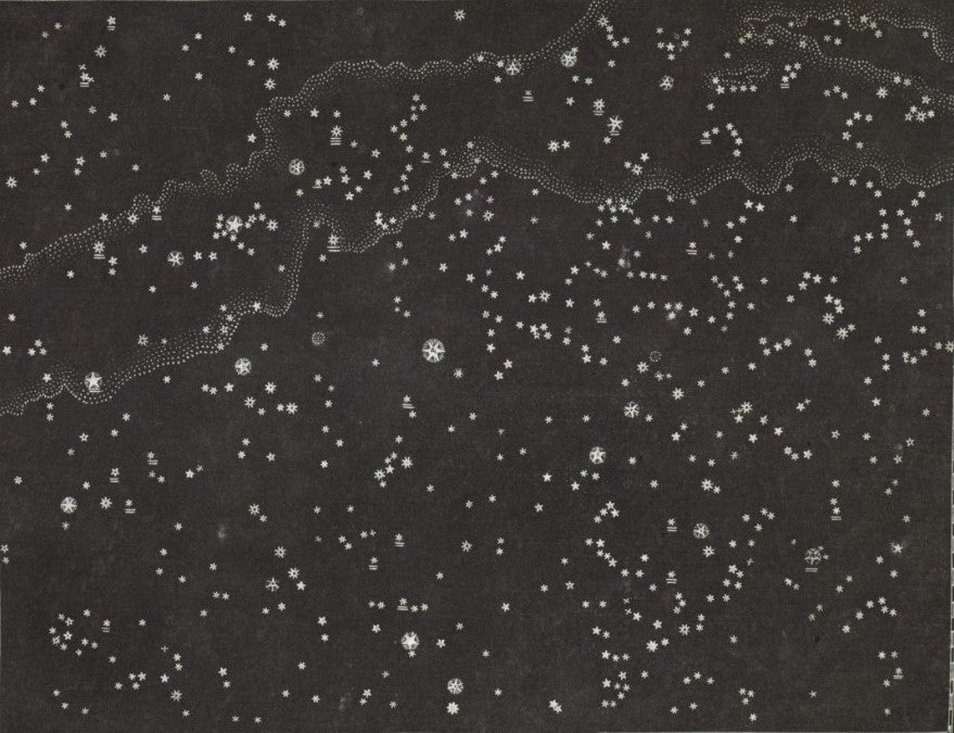 Andromeda, without constellation outlines. Image source: Goldbach, Christian Friedrich. Neuster Himmels-Atlas. Weimar, 1799, pl. 3.
