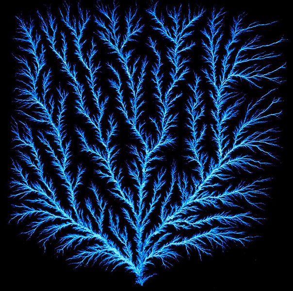A Lichtenberg figure formed in an acrylic block by a high-voltage spark, modern photo (fineartamerica)