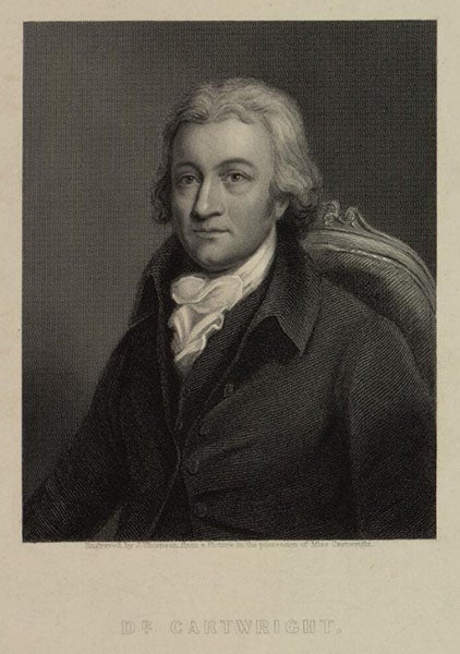 Portrait of Edmund Cartwright, stipple engraving, undated, National Library of Wales (Wikimedia commons)