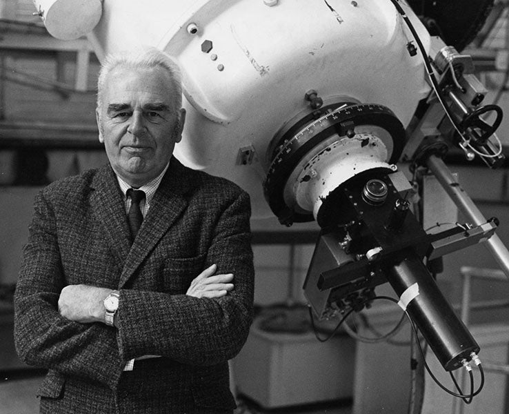 Portrait of Bart Bok, with a unspecified telescope, 1970s? (aip.org)