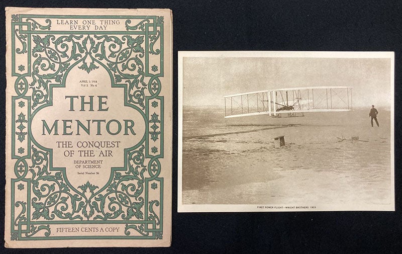 “The Conquest of the Air,” issue of The Mentor for Apr. 1, 1914, with one of the six loose rotogravure plates, this one showing the Wright Brothers’ Flyer in 1903 (author’s collection)