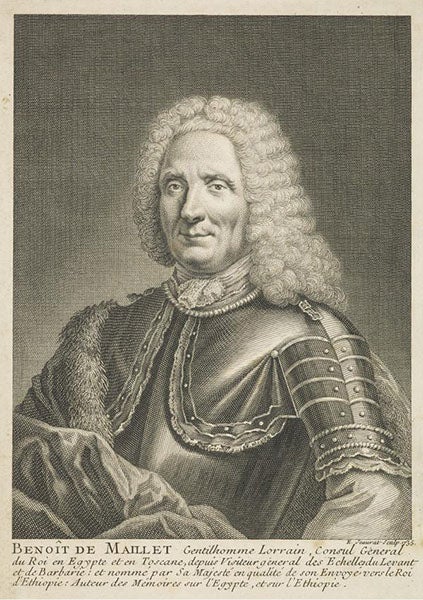 Portrait of Benoît de Maillet by Etienne Jeurat, engraving, 1735 (National Libraries of Scotland)