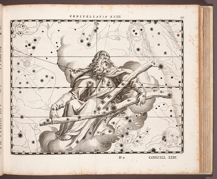 St. Andrew or Taurus, engraving, plate 23, Julius Schiller, Coelum stellatum Christianum, 1627 (Linda Hall Library)