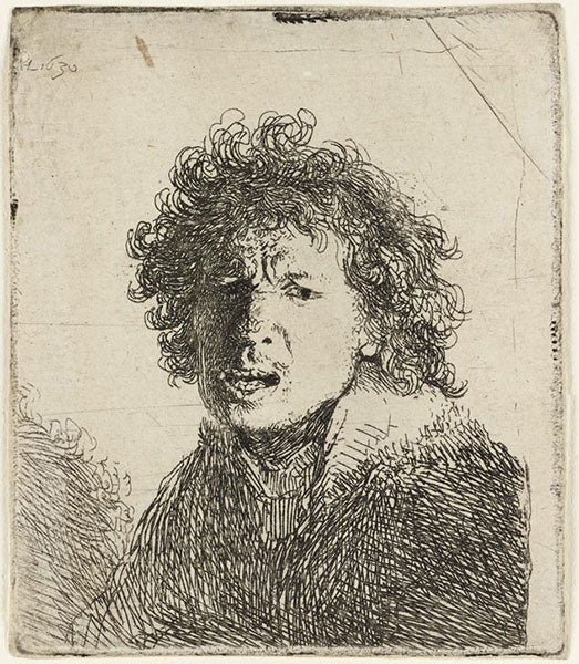 Self-portrait of Rembrandt, etching, 1630, Ashmolean Museum, Oxford (The Morgan Library & Museum)
