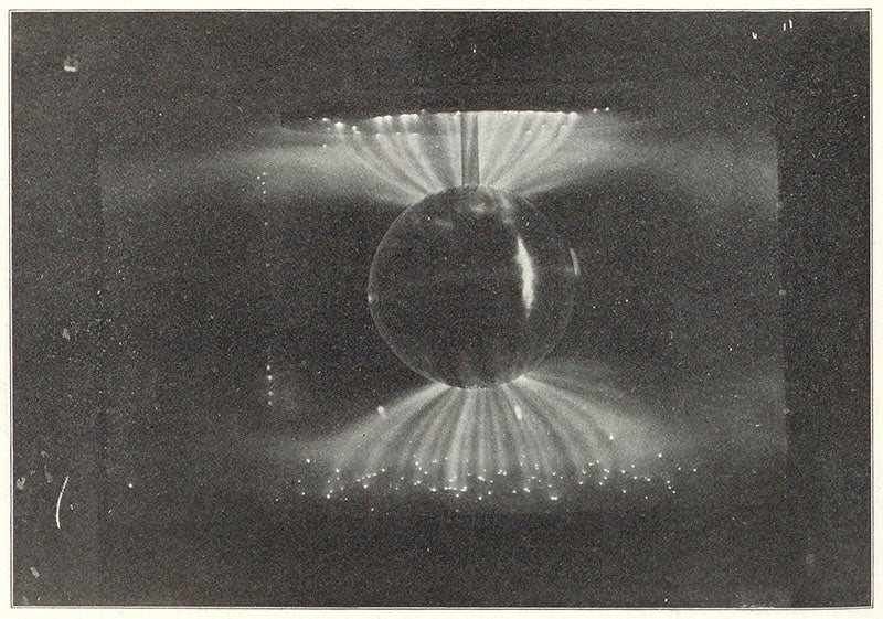 Artificial auroras generated by Birkeland’s terrella, photograph, from his Norwegian Aurora Polaris Expedition, 1902-03, 1908-13 (Linda Hall Library)