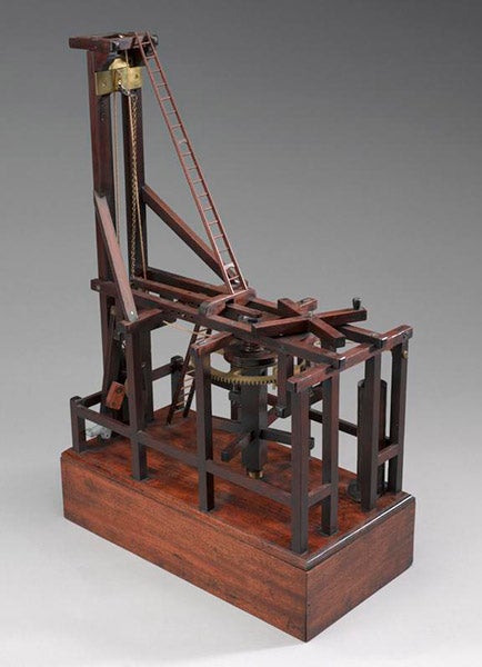 Model of Vauloue’s pile driver, built by James Ferguson, ca 1750, Science Museum, London (sciencemuseumgroup.org.uk)