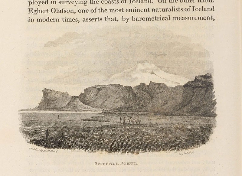 Scene of Iceland, engraving based on a sketch by Henry Holland, in George Steuart Mackenzie, Travels in the Island of Iceland, 1811 (Linda Hall Library