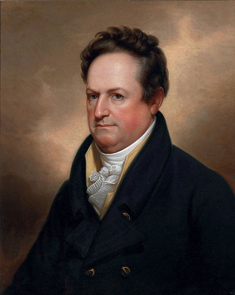 Portrait of DeWitt Clinton, oil, by Rembrandt Peale, ca 1823, location unknown (Wikimedia commons)