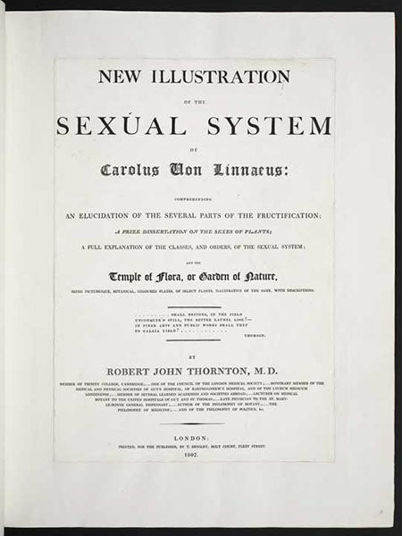 Title page, New Illustration of the Sexual System of Carolus von Linnaeus, by John Thornton, 1807 (Linda Hall Library)