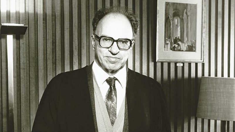 Portrait of Hermann Bondi, at King’s College, London, photograph, undated but 1970s? (kcl.ac.uk)