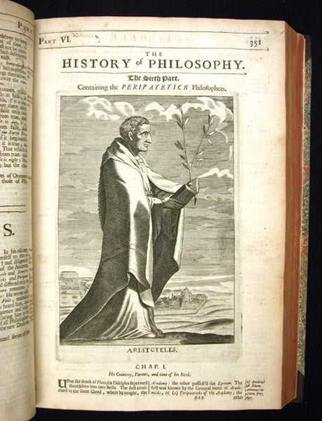 Portrait of Aristotle, engraving, in The History of Philosophy, by Thomas Stanley, 1687 (Linda Hall Library)