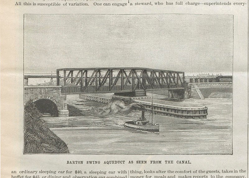 The Barton Swing Aqueduct, view from Manchester Ship Canal, photoengraving, Scientific American, vol. 70, Mar. 10, 1894 (Linda Hall Library)