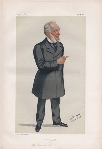 Caricature of Samuel Smiles, chromolithograph by Leslie Ward (“Spy”), Vanity Fair, Jan. 14, 1882 (National Portrait Gallery, London)