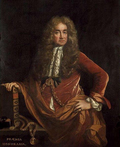 Portrait of Elias Ashmole, oil on canvas, by John Riley, 1681-82, presented to the Ashmolean Museum by Elias Ashmole, 1683 (ashmolean.org)
