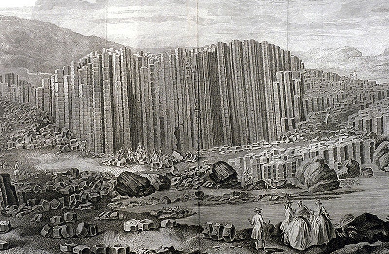 Giant’s Causeway, engraving after a painting by Susanna Drury, in <i>Encyclopédie, ou Dictionnaire raisonné des sciences, des arts et des métier</i>, 1751-77 (Linda Hall Library)