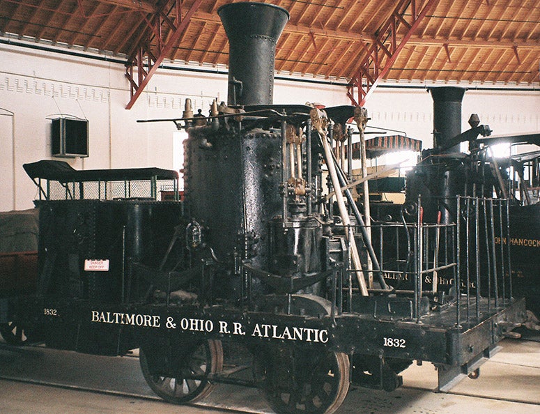 The Atlantic locomotive; the original was built by Phineas Davis and Israel Gartner in 1832 for the Baltimore & Ohio Railroad, the replica in 1892, photograph taken in the B&O Museum in Baltimore (Wikimedia commons)