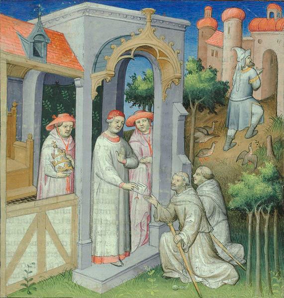 Odorico and Pope John XXII, Le Livre des merveilles, 15th c. (Bibliothèque nationale de France)