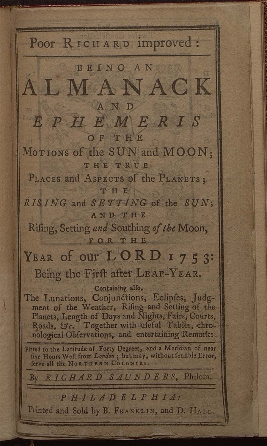 Ben Franklin Poor Richard's Almanack