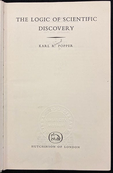 Title page, The Logic of Scientific Discovery, by Karl Popper, 1959 (Linda Hall Library)