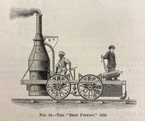 Best Friend of Charleston locomotive, wood engraving, Popular Science Monthly, vol. 12, fig. 34, detail of p. 270, 1878 (Linda Hall Library)