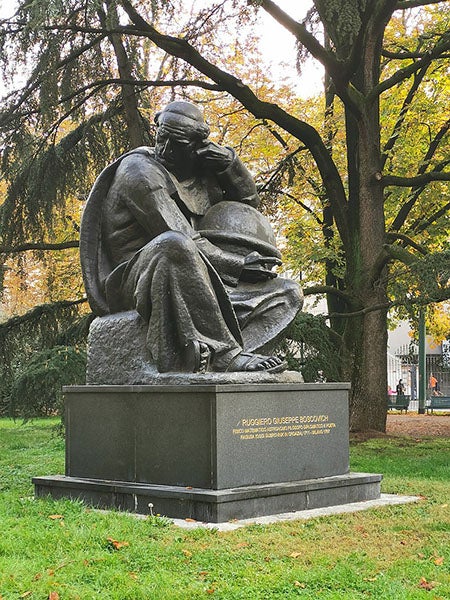 Statue of Ruđer Josip Bošković in Milan, using the Italian form of his name, Ruggiero Giuseppe Boscovich (Wikimedia commons)