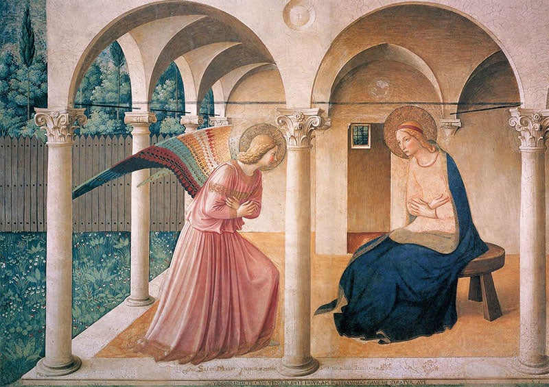 The Annunciation, fresco, by Dominican friar Fra Angelico, 1442-43, Convent of San Marco, Florence (wga.hu)
