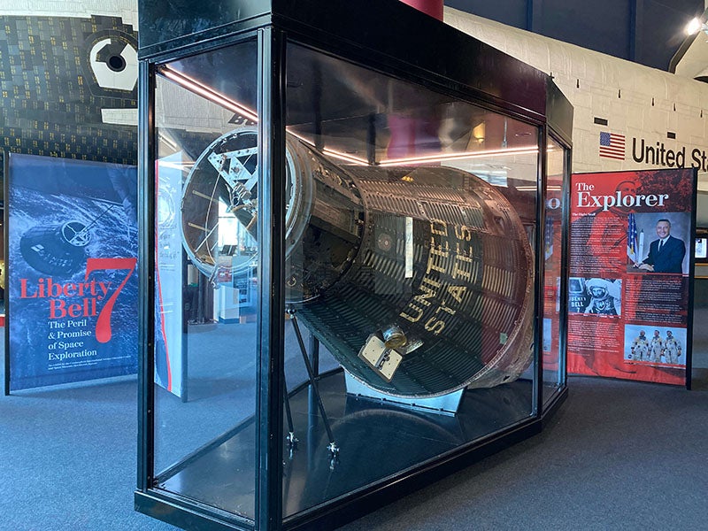 Liberty Bell 7 capsule, recovered in 1999 from the ocean floor where, after a successful suborbital flight, it sank on July 21, 1961; it has been restored and is on display at the Cosmosphere, Hutchinson, Kansas (cosmo.org)