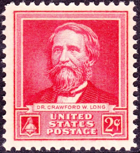 Postage stamp honoring Crawford Long, 1940 (Wikipedia)