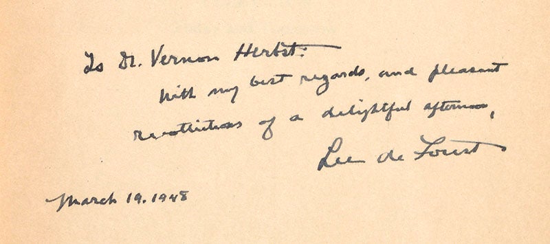 Inscribed copy of Television: Today and Tomorrow by Lee de Forest donated by James P. Rybak (Linda Hall Library)