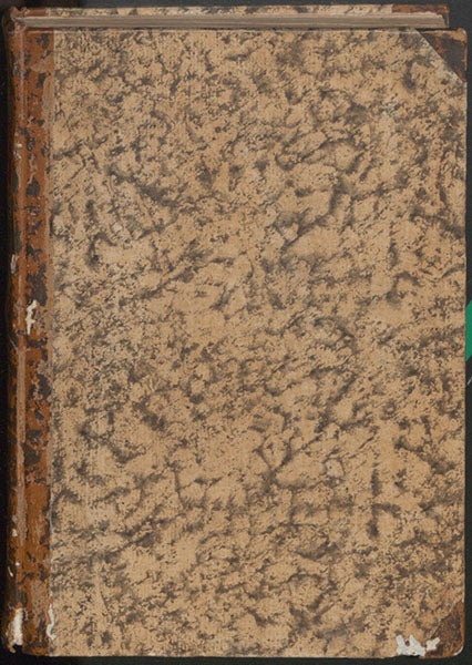 Front binding, Risposta alle opposizioni del s. Lodovico delle Colombe, e del s. Vincenzio de Grazia, contro al trattato del sig. Galileo Galilei, delle cose che stanno sù l'acqua, ò che in quella si nuouono, by Benedetto Castelli, 1615 (Linda Hall Library)