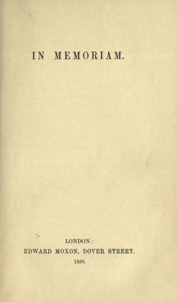Title page of In Memoriam, by Alfred Lord Tennyson, 1850 (Wikimedia commons)