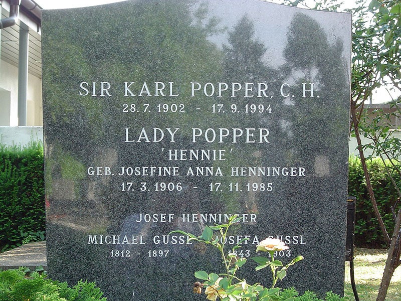 Gravestone for Karl Popper and Hennie Popper, Lainzer Friedhof, near Vienna, Austria (Wikimedia commons)