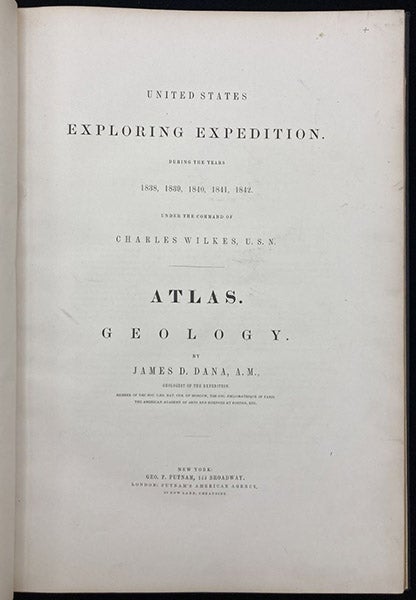 Title page, United States Exploring Expedition, Vol. X, Geology, Atlas, by James Dwight Dana, 1849 (Linda Hall Library) 