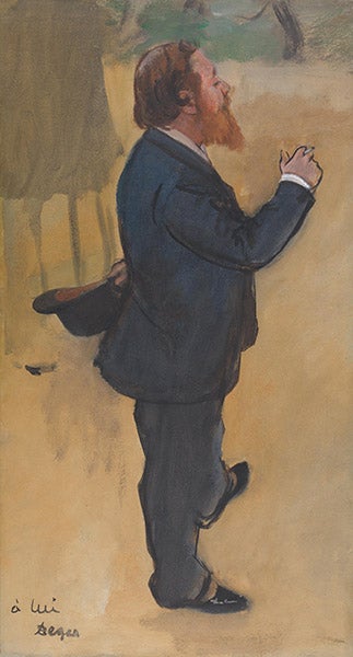 Portrait of Carlo Pellegrini, watercolor, oil and pastel on paper, by Edgar Degas, 1876, National Gallery, London (Wikimedia commons)