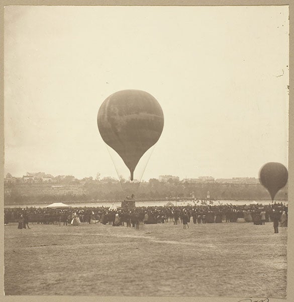 Le Géant being prepared for its second ascent, Oct. 18, 1863, on the Champs de Mars, photograph (not by Nadar), Art Institute of Chicago (artic.edu)