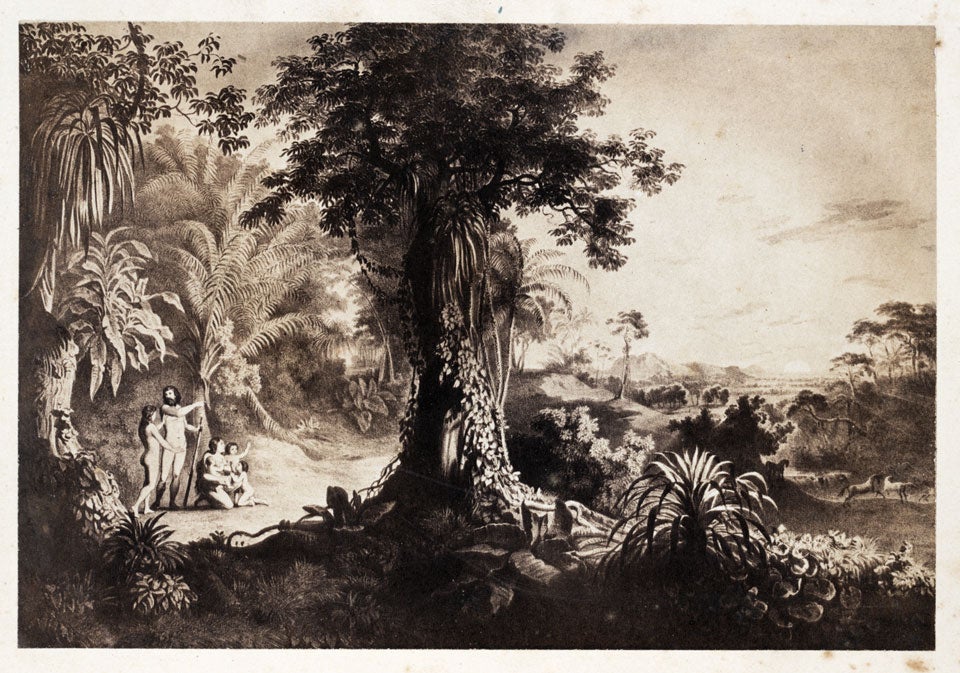 “The Alluvium.” Image source: Unger, Franz. Ideal Views of the Primitive World. London: Taylor and Francis, 1861, pl. 14.
