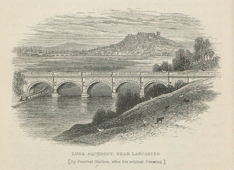 The Lune Aqueduct carrying the Lancaster Canal over the River Lune, designed by John Rennie and completed in 1797, from Samuel Smiles, <I>Lives of the Engineers</I>, 1861 (Linda Hall Library)