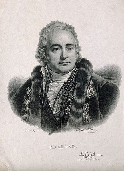 Portrait of Jean-Antoine Chaptal, lithograph by J.J.F. Monateuil, undated, Wellcome Collection, London (wellomecolledtion.org)