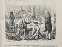 Linnaeus teaching in the field, wood engaving, Le muséum d'histoire naturelle, by Paul-Antoine Cap, part 1, detail of p. 15, 1854 (Linda Hall Library)