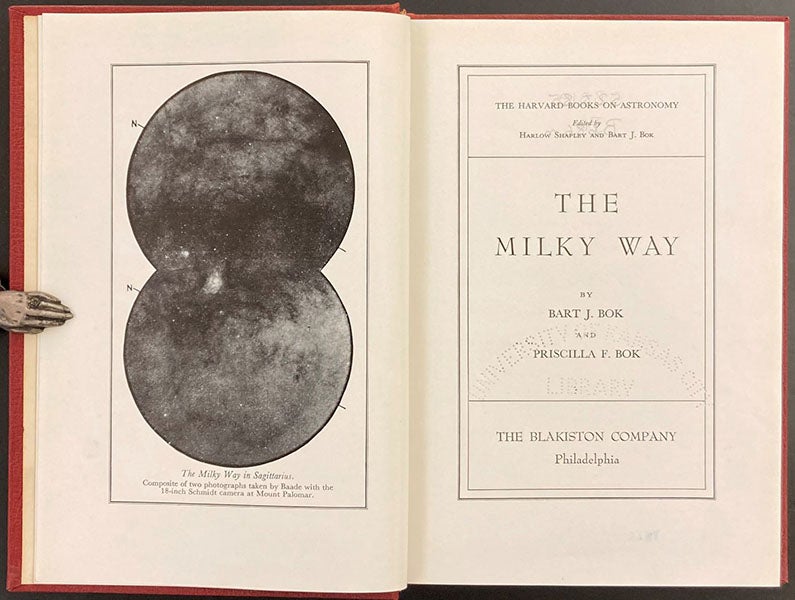 Title page of The Milky Way, by Bart and Priscilla Bok, with frontispiece showing the Milky Way in Sagittarius, first edition, 1941 (Linda Hall Library)