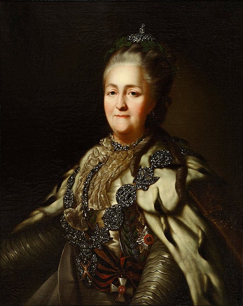 Portrait of Empress Catherine II “the Great” of Russia, unknown artist, after 1782, Yekaterinburg Museum of Fine Arts, Russia (Wikimedia commons)