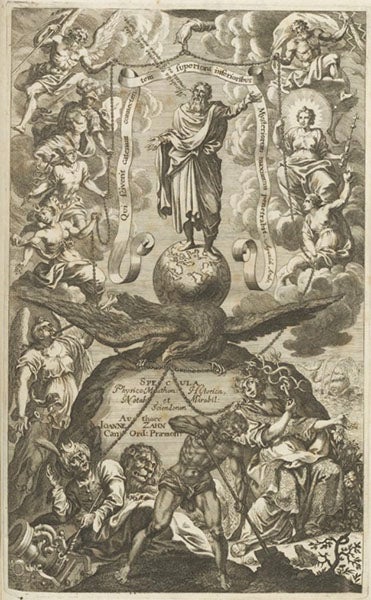Engraved title page, Johann Zahn, <i>Specula physico-mathematico-historica</i>, vol. 1, 1696 (Linda Hall Library)