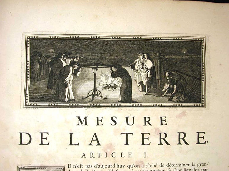 Headpiece to Mesure de la terre, by Jean Picard, engraving by Sébastien Le Clerc, in Recueil de plusieurs traitez de mathématique,1676 (Linda Hall Library)