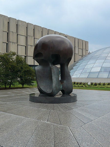 Nuclear Energy, bronze sculpture by Henry Spencer Moore, unveiled Dec. 2, 1967, University of Chicago (Wikimedia commons)