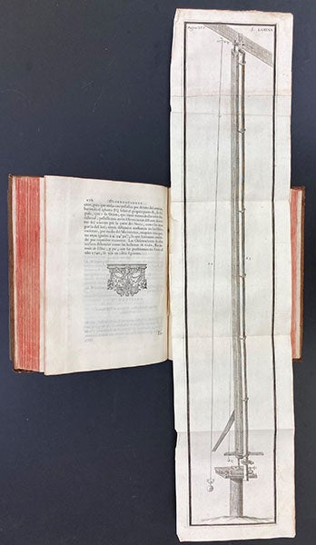 Transit telescope, quadruple folding engraved plate, Jorge Juan y Santacilia and Antonio de Ulloa, Observaciones astronomicas, y phisicas, 1748 (Linda Hall Library)