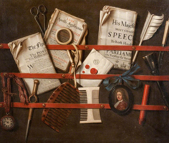 Letter rack, oil on canvas, by Edward Collier, Hunterian Art Gallery, Glasgow, ca. 1700 (artuk.org)